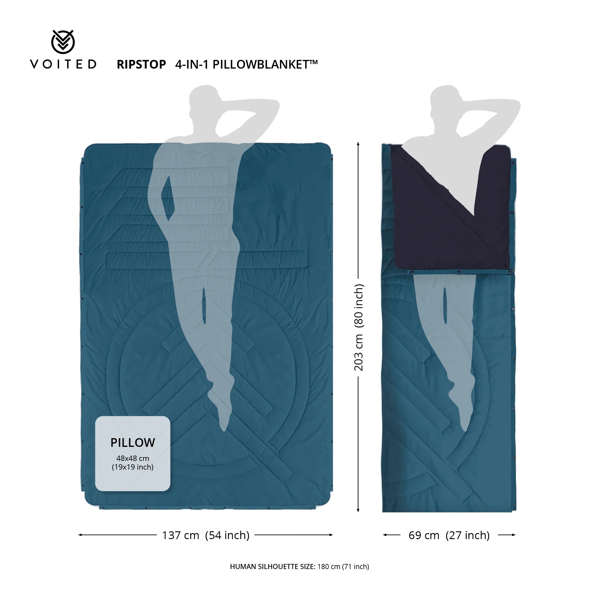 Ripstop Outdoor-Decke: wattiert und recycelt VOITED