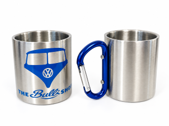 Tasse mit Karabiner und Bullishow Logo