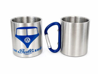 Tasse mit Karabiner und Bullishow Logo