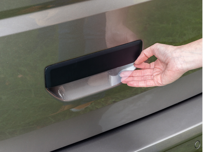 Schutzfolie für Heckklappen-Griffmulde VW T6.1/T6/T5, Caddy 5/4/3 - transparent