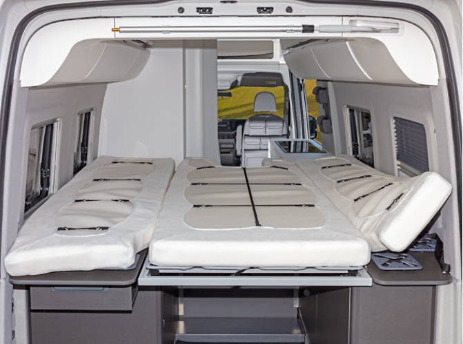 iXTEND Spannbettlaken Heckbett Fahrgastraum VW Grand California 680, 3-teilig, Single-Jersey